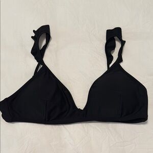 J. Crew Black Triangle swim top with ruffles